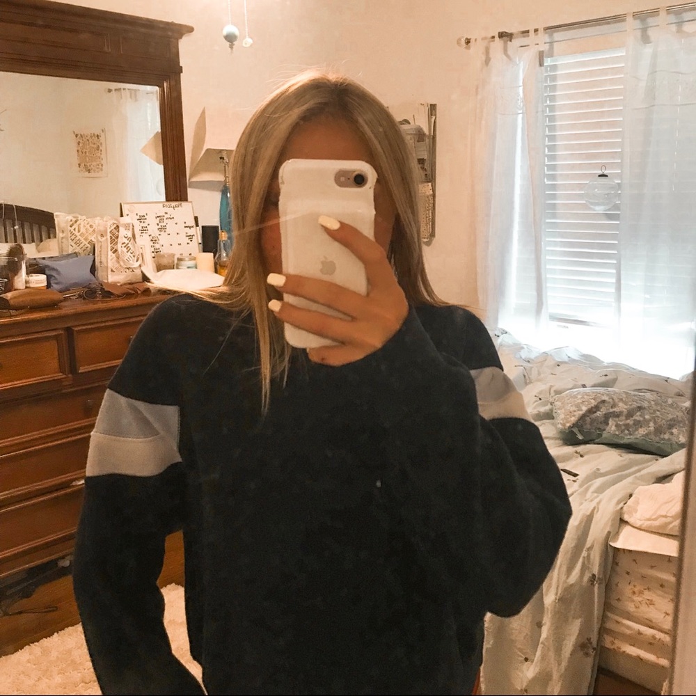 Brandy Melville Navy Sweatshirt with Stripes!
